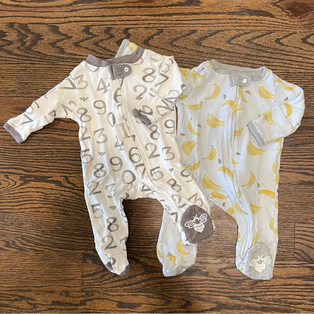 Burt’s Bees Zip-up Footie Sleepers (set of 2) 0-3m
